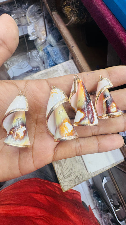 Gold Seashell, Natural Sea Shell Pendant,