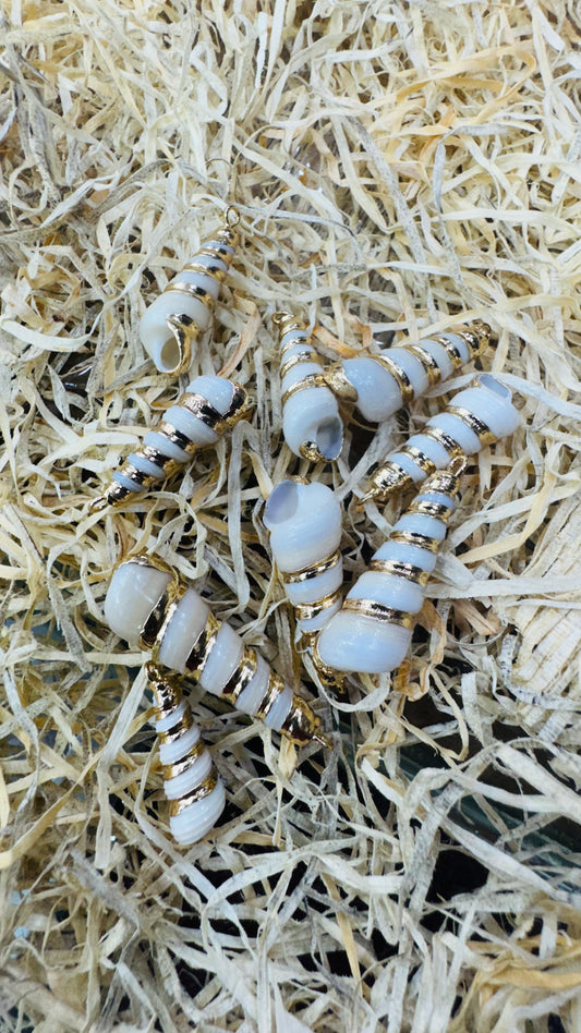 Gold Seashell, Natural Sea Shell Pendant, 45 MM