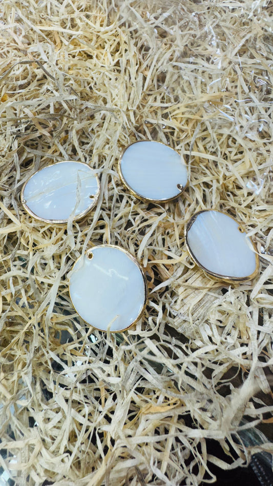 Gold Seashell, Natural Sea Shell Pendant Size 35 MM