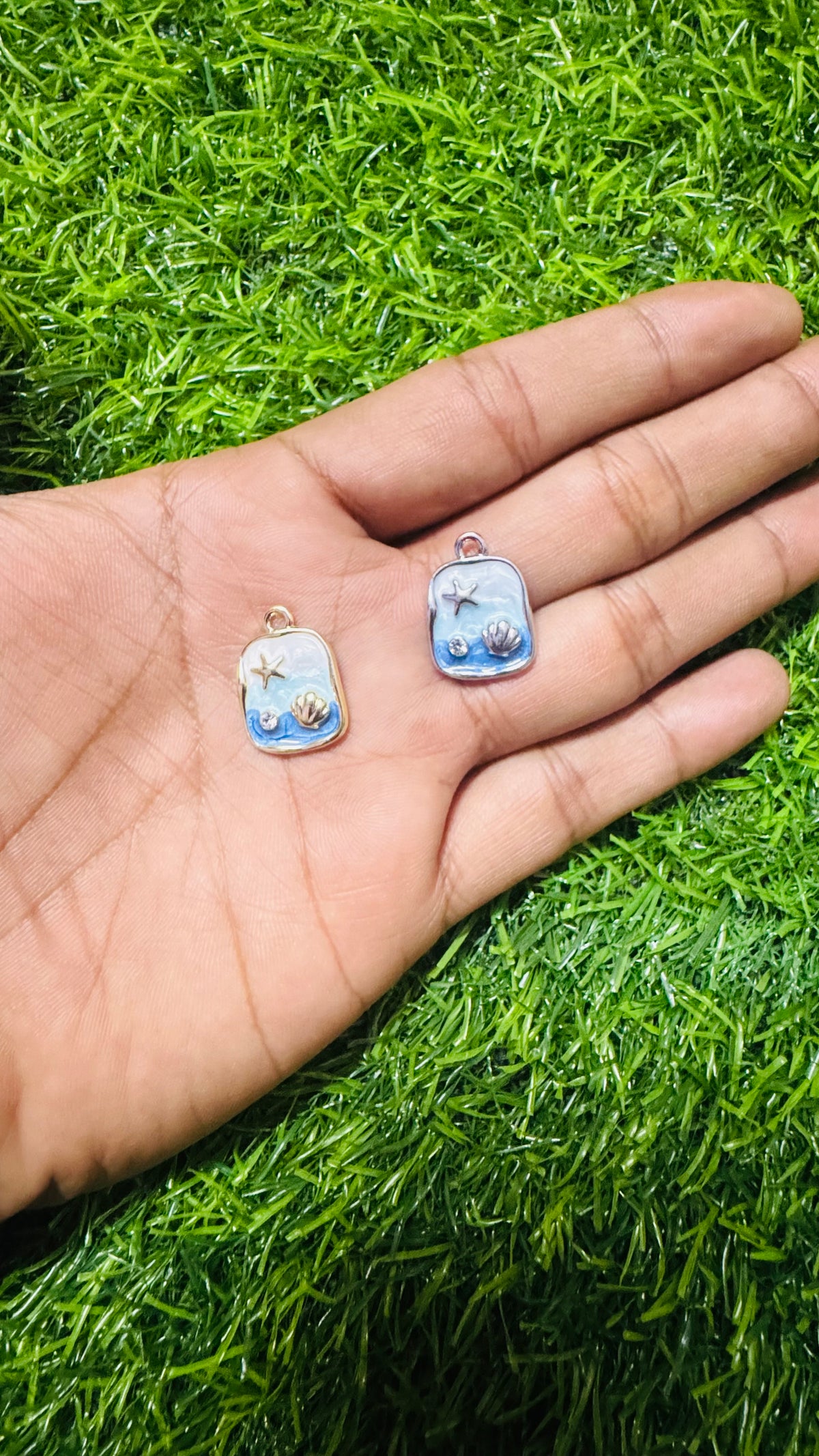 Gold Enamel Shell Charms, Anti tarnish Jewelry,Shell Pendant