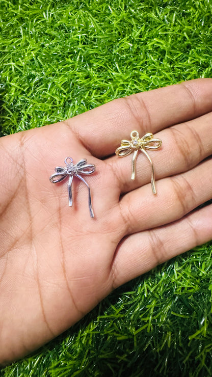 Anti-Tarnish Thred bow Charm - Available in Gold & Silver