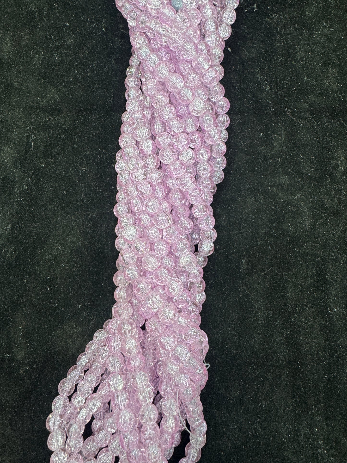 Crackle Glass Beads 8 mm Pink Color