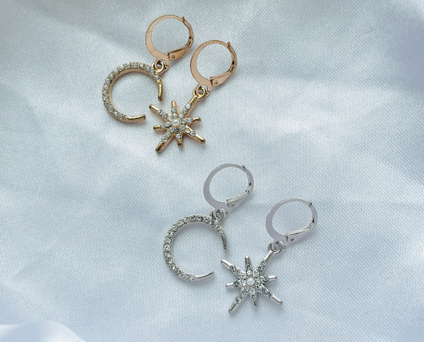 Trendy Gold And Silver Star & Moon Pendent