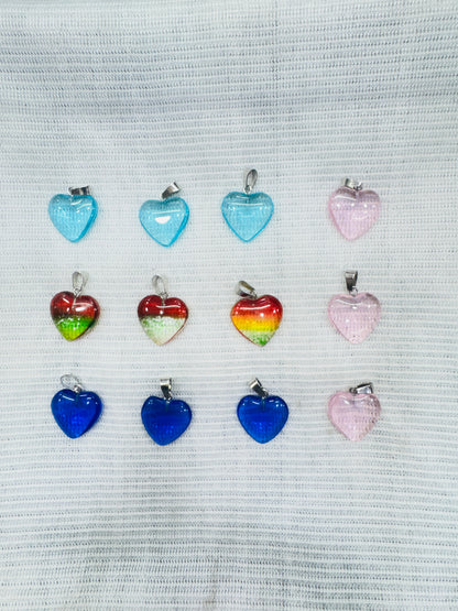 Glass Heart Charms  20 mm