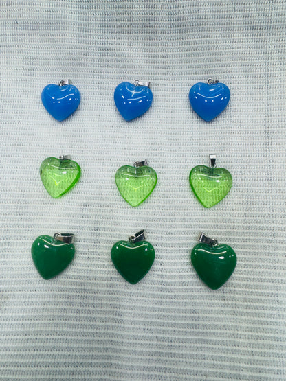 Glass Heart Charms  20 mm