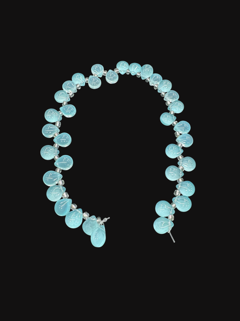 Elegant Light Blue Glass Beads top holl | Size : 12mm Crystal -35 beads