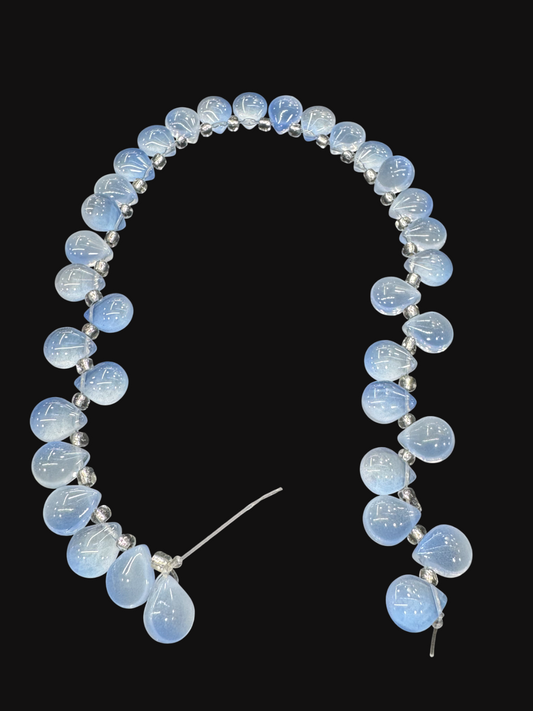 Elegant Blue Glass Beads | Size : 12mm Crystal -35 beads