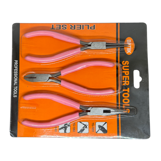 Pink Pack of 3 Pliers for Jewelry Making