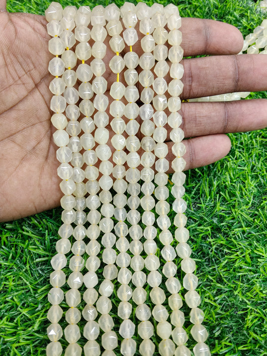 Unique Light Cream Nugget Cut Gemstone Beads - DIY Jewelry (Approx. 38 Pcs/String)