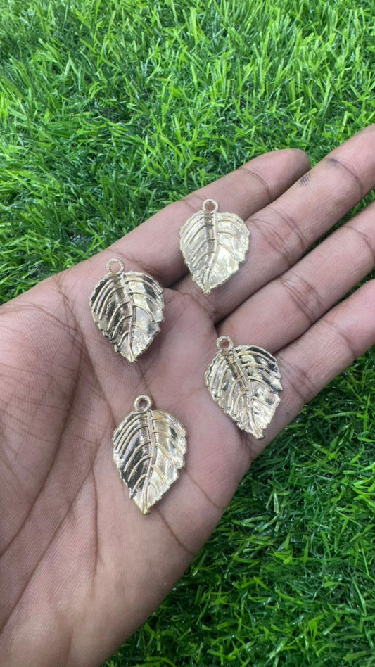 Gold-Tone Textured Leaf Charms - Pack of 5