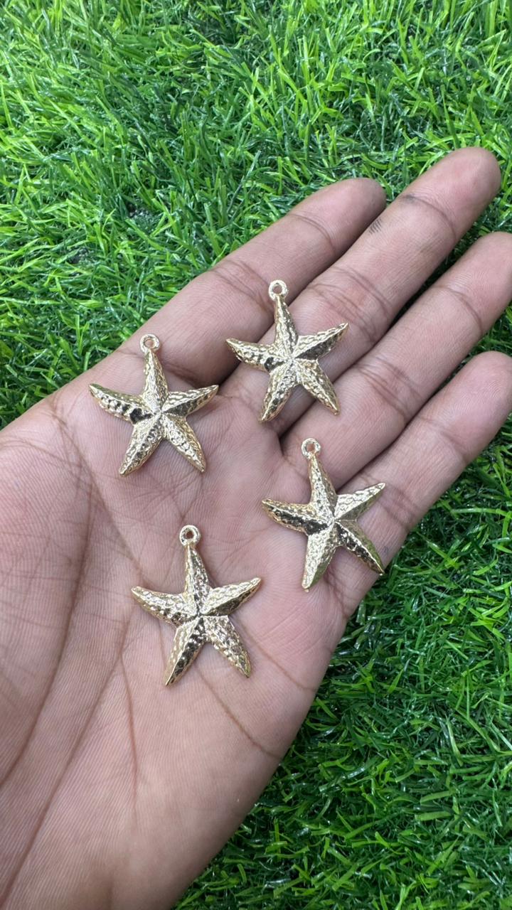 Textured Gold Starfish Charms - Pack of 5