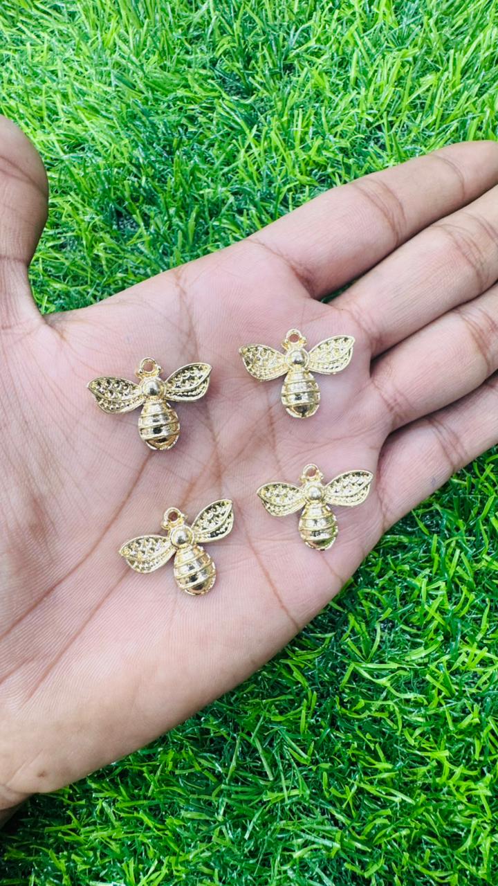 Gold Plated Bee Pendants Charms (Set of 5)