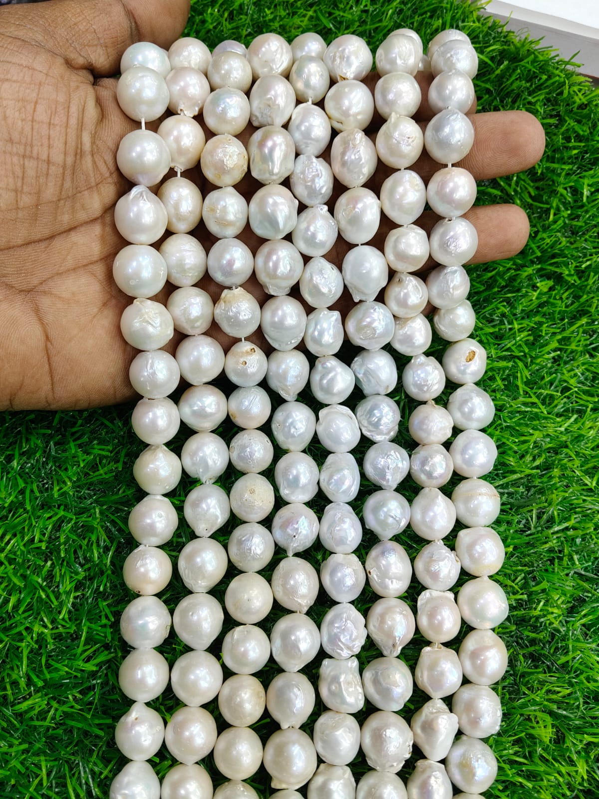 Natural Roundish Cultured Pearl Beads - Organic Shape Jewelry Making Strand