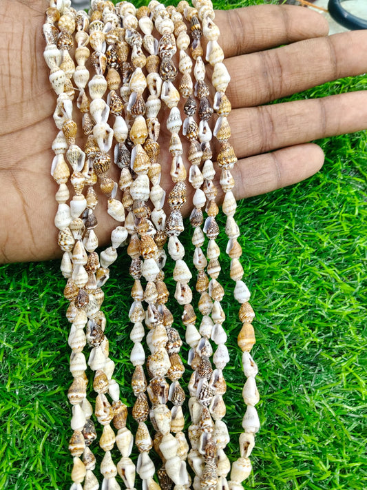 Natural Cone Shell Heishi Beads String | Brown & White Tapered Beach Shell Beads for Jewelry Comes in single string