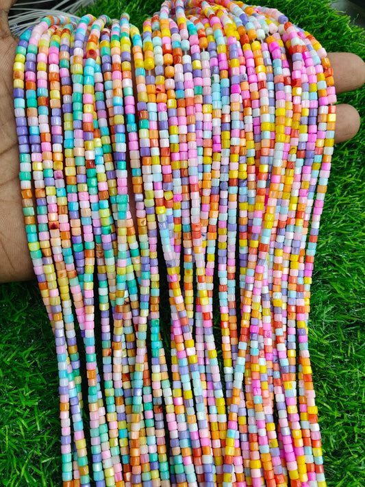 Genuine Flat Heishi/Disc Shell Beads Strand | Iridescent Off-White Coin Shape Beads