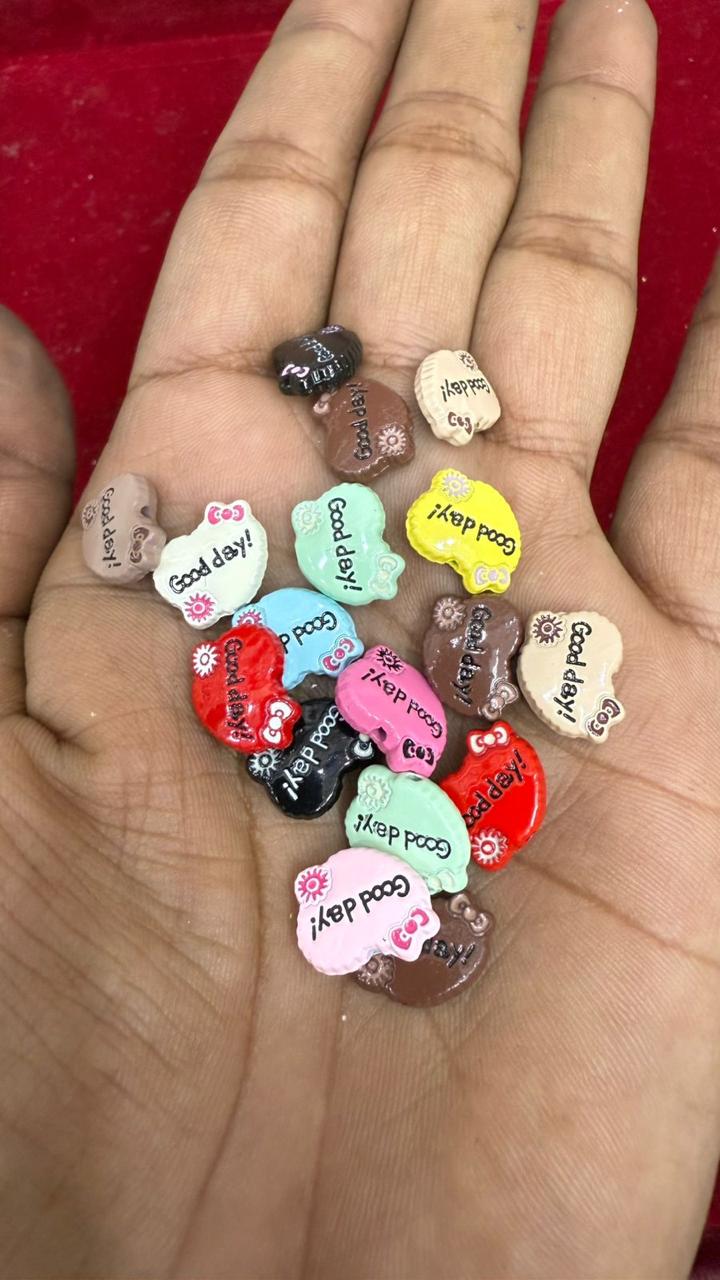 10 Pcs Assorted Kawaii Character Head Beads | 'Good Day!' Message Pendants for Jewelry Making, DIY Crafts, and Accessories
