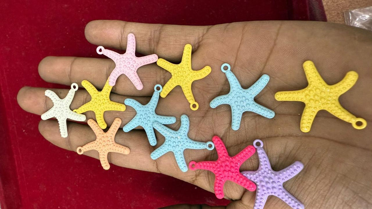 Pastel Starfish Resin Charms (Pack of 10) | Mixed Color Sea Life Pendants for Jewelry