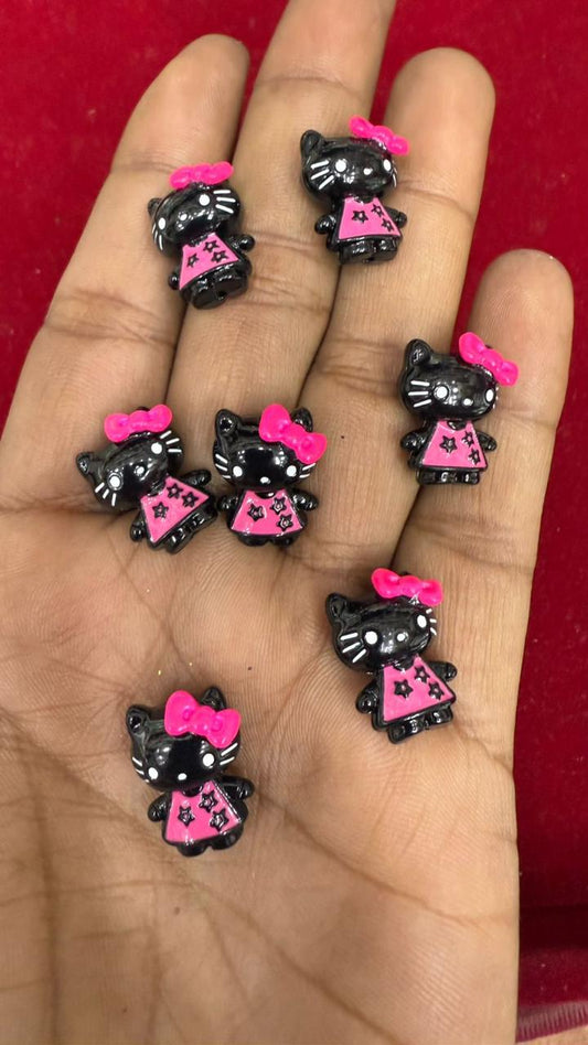 Black Cat Character Figurine Cabochons (Pack of 10)