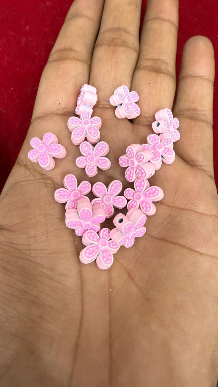 Pastel Pink Flower Resin Cabochons (Pack of 10)