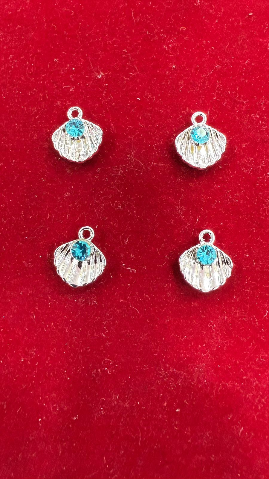 Seashell Charms with Blue Rhinestone (Pack of 10)