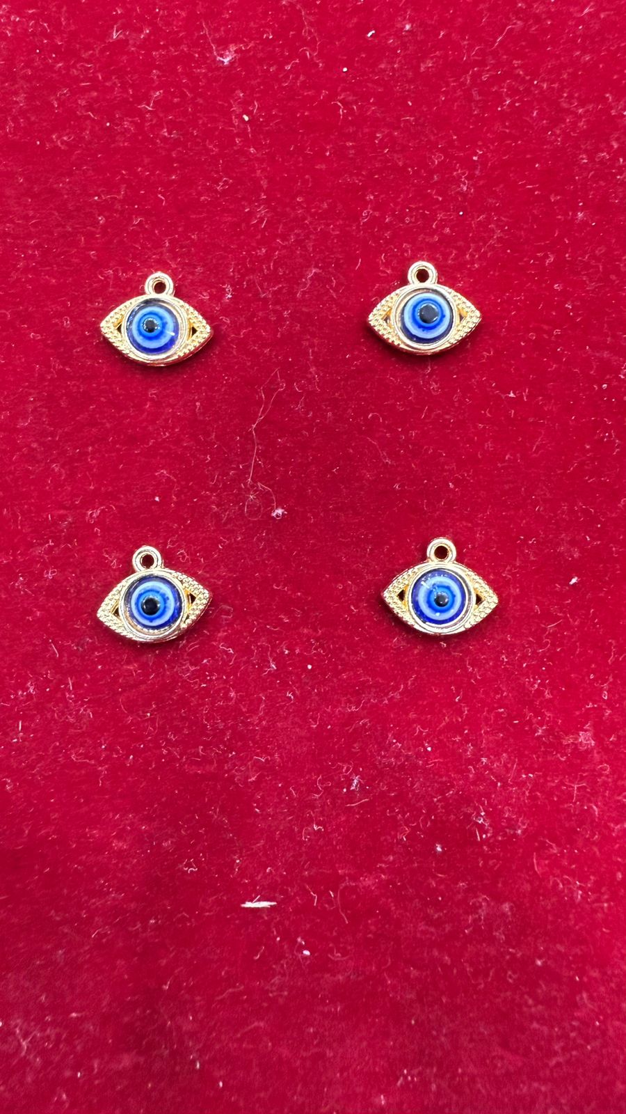 Evil Eye Dangle Charms - Blue Enamel Gold-Tone Protection Pendants (Pack of 10)