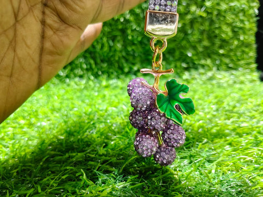 Vibrant Rhinestone Purple Grape Accessory for Keys and Purses