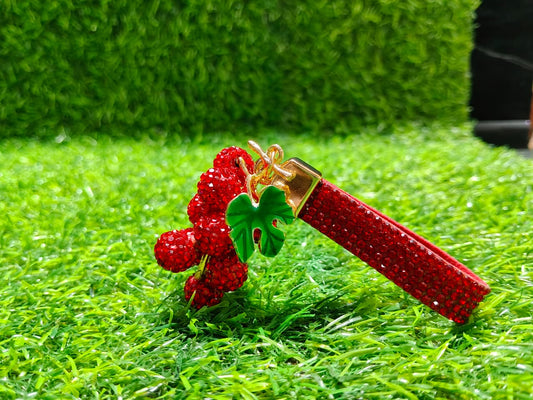 Vibrant Rhinestone Red Grape Accessory for Keys and Purses