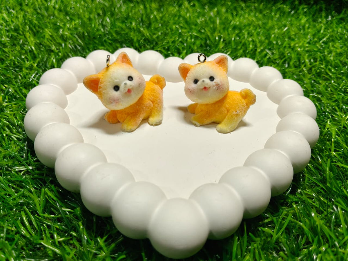 Flocked Velvet Orange Kitten Keychains | Soft Fuzzy Miniature Cat Pendant Charms 1 pec