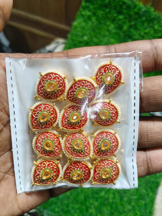 Kundan Enamel  Designer Beads – (Pack of 12)