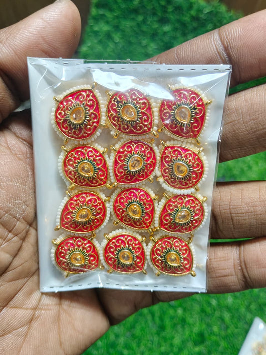 Kundan Enamel  Designer Beads – (Pack of 12)