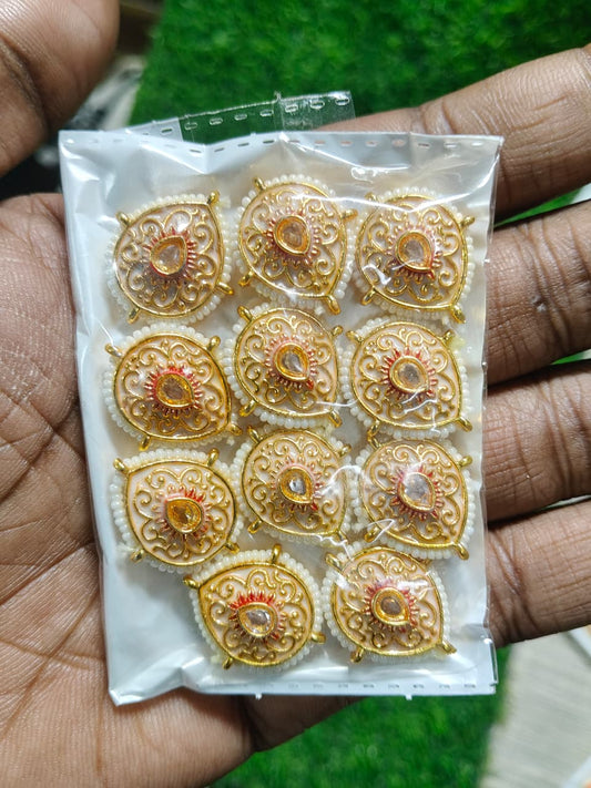 Kundan Enamel  Designer Beads – (Pack of 12)