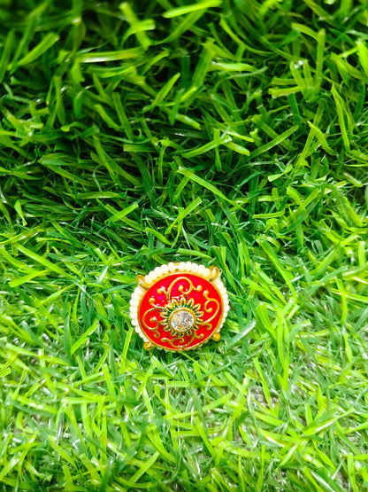 Kundan Enamel Round Designer Beads – (Pack of 12)