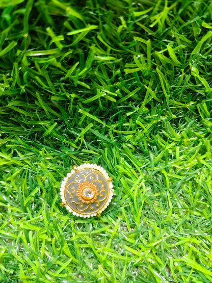 Kundan Enamel Round Designer Beads – (Pack of 12)