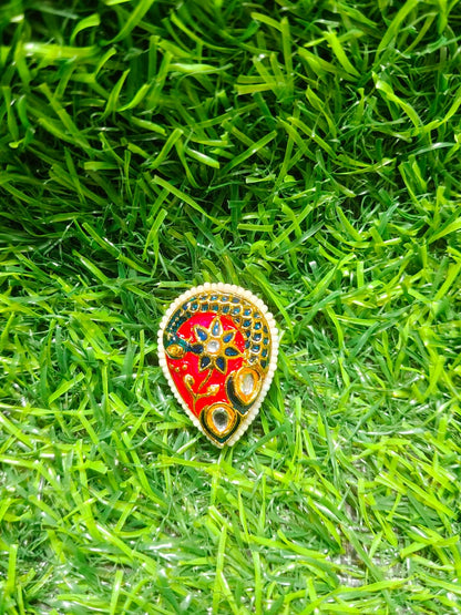 Kundan Enamel Tear Drop Beads – (Pack of 6)