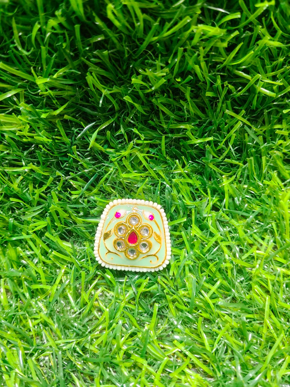 Kundan Enamel Designer Beads – (Pack of 6)