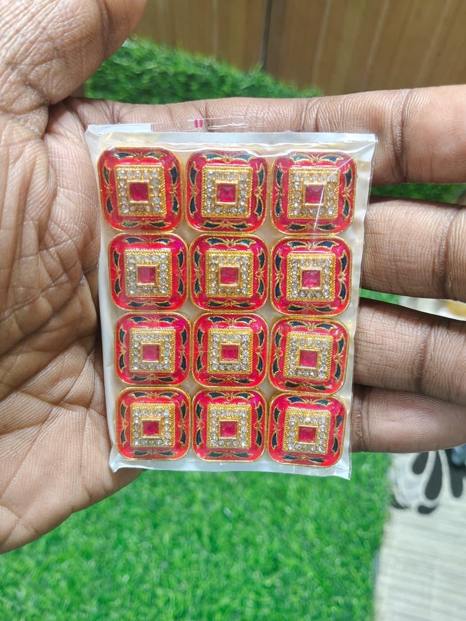 Decorative Kundan Stone Beads for Jewelry Making and Craft Work - (Pack Of 12)