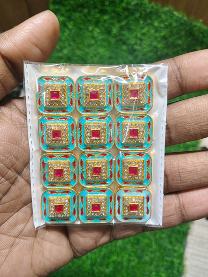 Decorative Kundan Stone Beads for Jewelry Making and Craft Work - (Pack Of 12)
