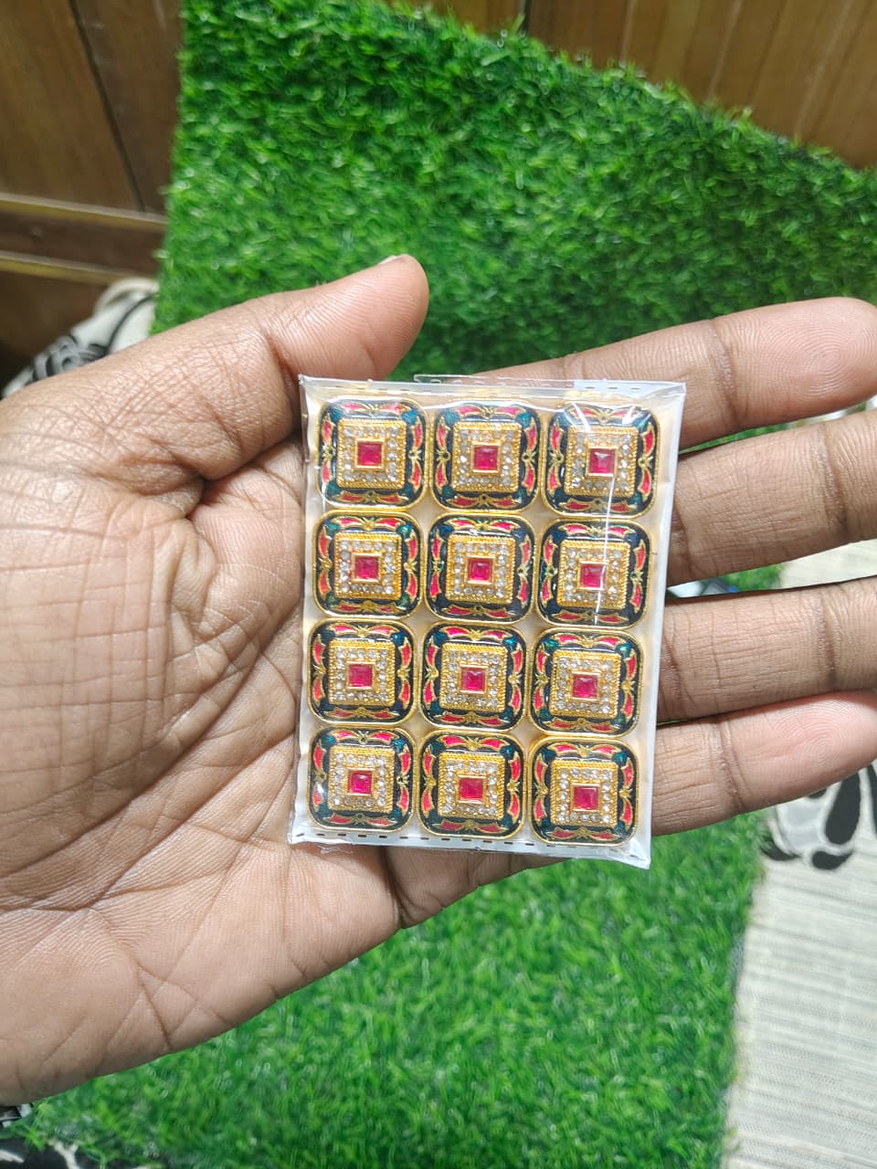 Decorative Kundan Stone Beads for Jewelry Making and Craft Work - (Pack Of 12)