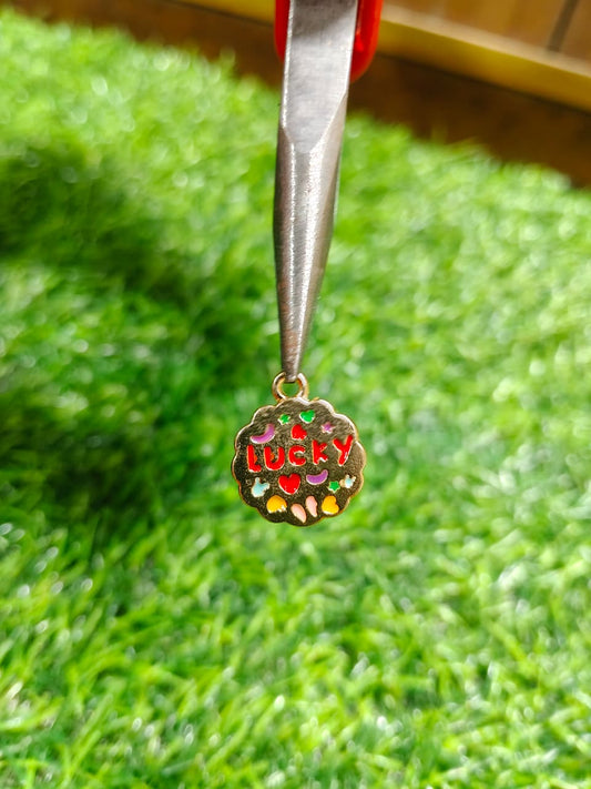 LUCKY Enamel Charm Metal Pendant for Jewelry Making