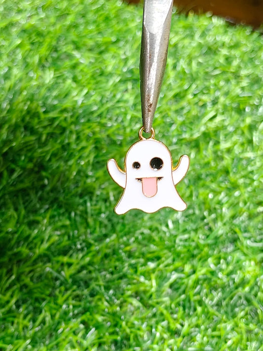 White Ghost Enamel Charm Metal Pendant for Jewelry Making