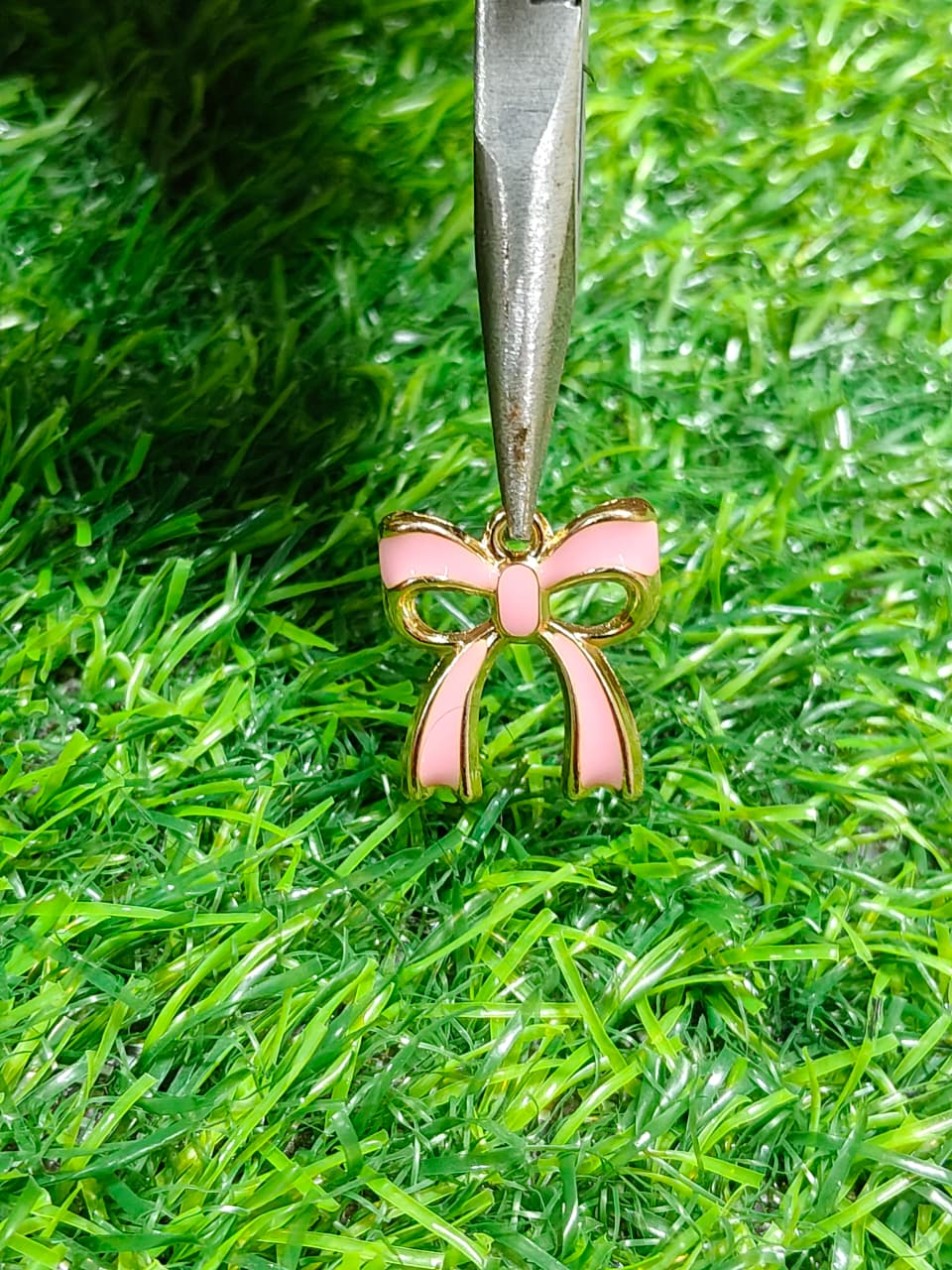 Pink Ribbon Enamel Charm Metal Pendant for Jewelry Making