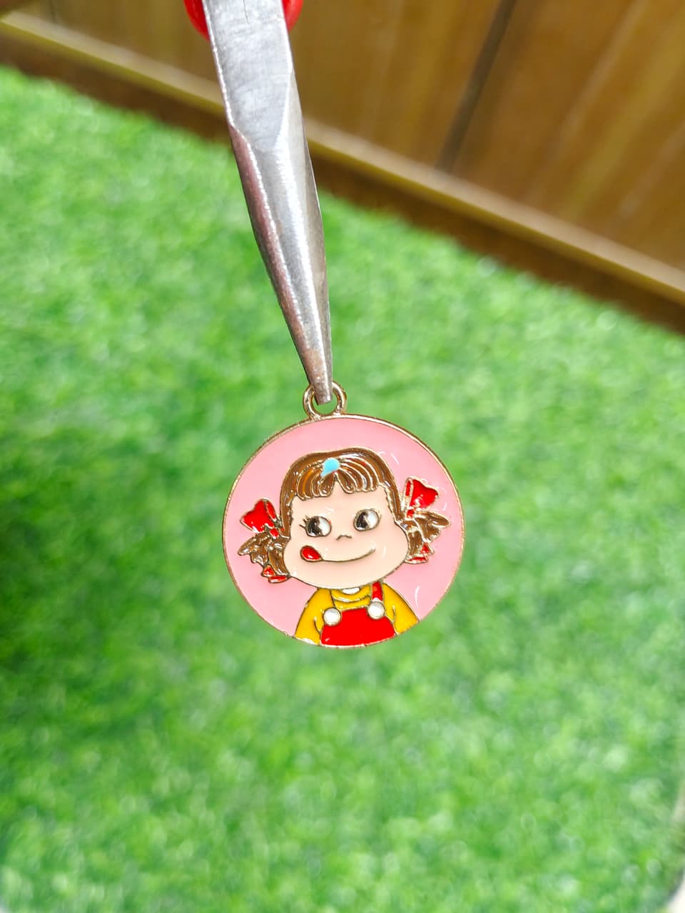 Dainty Round Girl Enamel Charm Metal Pendant for Jewelry Making