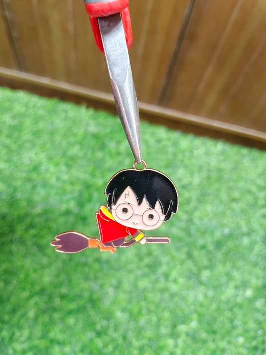 Boy on Flying Broom Enamel Charm Metal Pendant for Jewelry Making