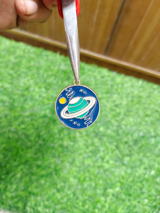 Space Planet Enamel Charm Metal Pendant for Jewelry Making