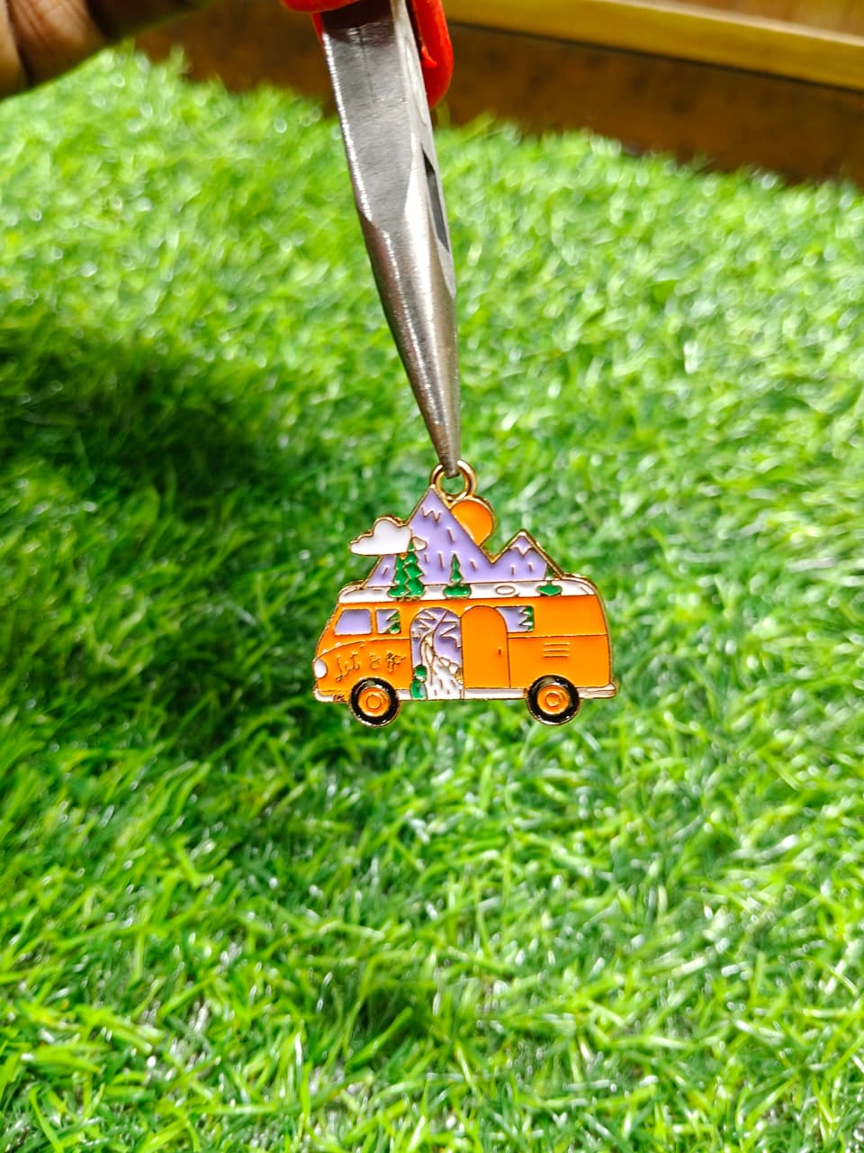 Bus Enamel Charm Metal Pendant for Jewelry Making