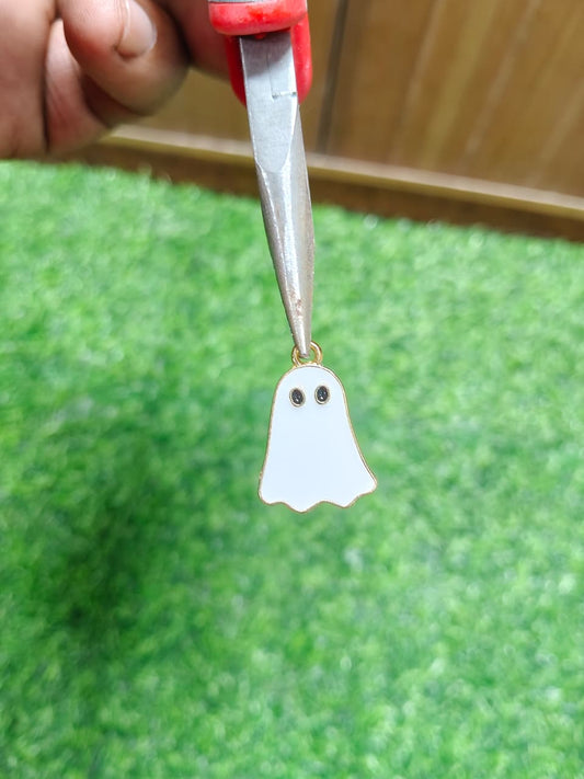 Spooky-Cute White Ghost Enamel Charm
