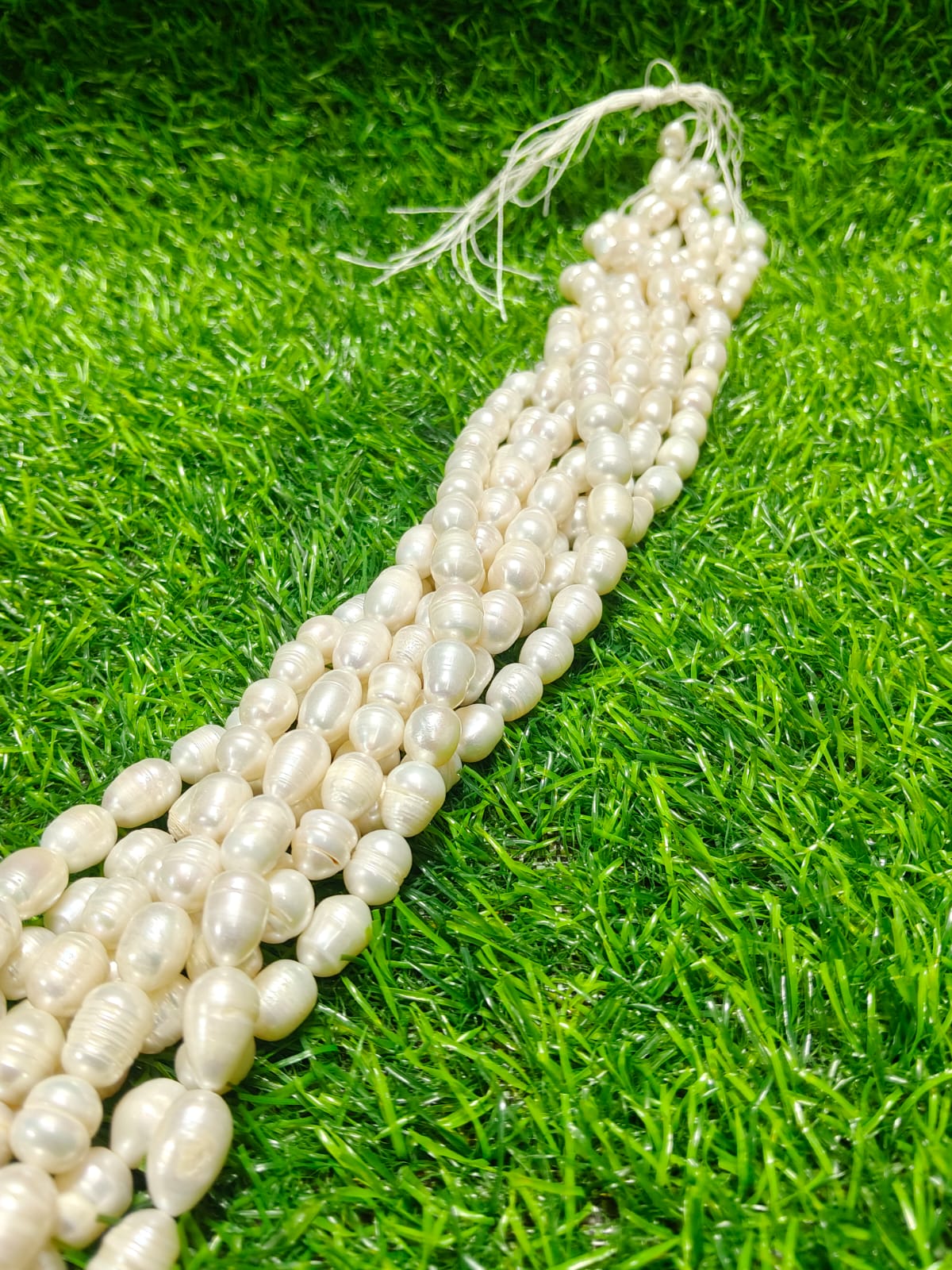 Natural Freshwater Pearl Beads String – Oval Shape | 32 Pieces per Strand | Loose Pearl Beads for Jewellery Making