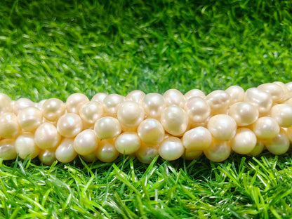 Natural Freshwater Pearl Beads String – Round Shape | 42 Pieces per Strand | Loose Pearls for Jewellery Making