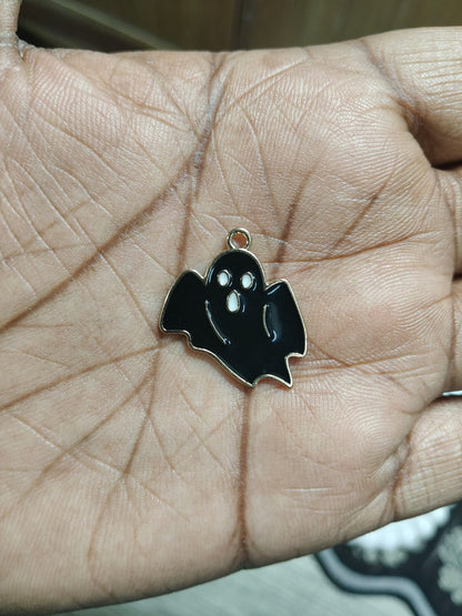 NAGNESHI Spooky Black Ghost Enamel Charms Metal Pendant for Jewelry Making