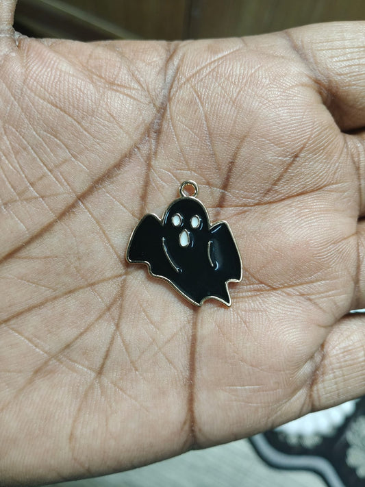 NAGNESHI Spooky Black Ghost Enamel Charms Metal Pendant for Jewelry Making